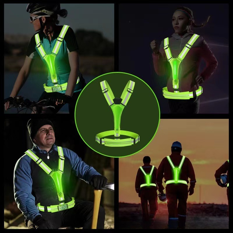 LED Glowing Reflective Vest Hi - Reflective Vest Cycling 评论和价格
