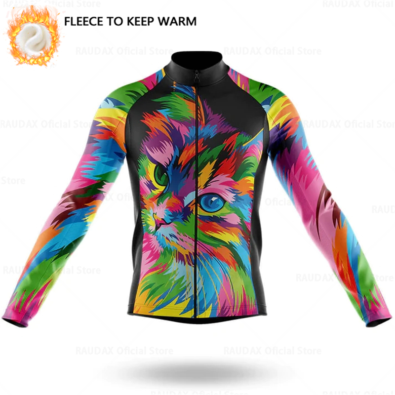 Cartoon Cat Winter Cycling Jer - Cycling Commuter Jacket 评论和价格
